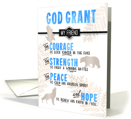 for Male Friend Fighting Cancer Blue and Brown Send a Prayer card