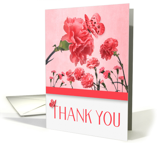 Thank You Salmon Pink Carnation Flower Garden card (1481996)