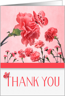 Thank You Salmon Pink Carnation Flower Garden card