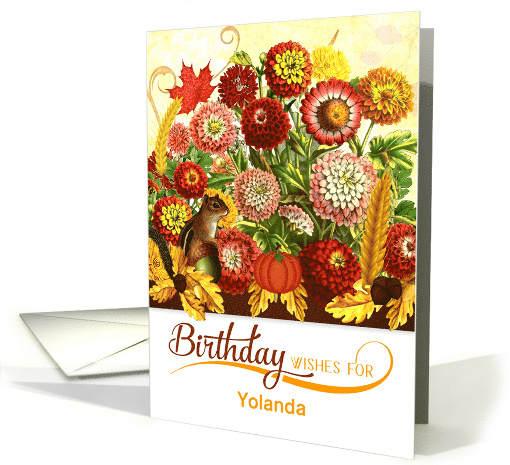 Custom Birthday Chrysanthemum Garden with Autumn Leaves card (1482092)