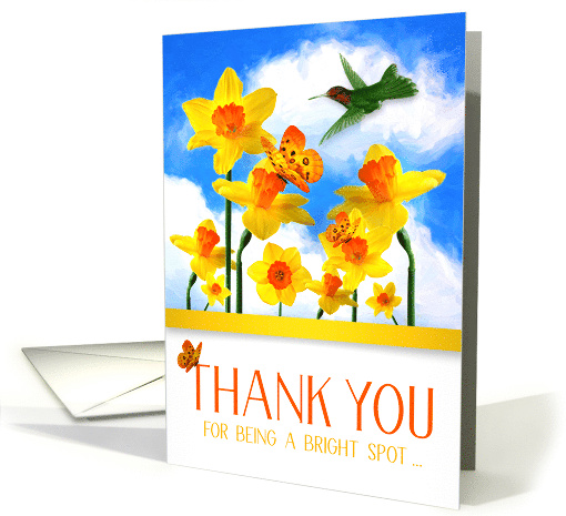Thank You for Being a Bright Spot Daffodil Garden Hummingbird card