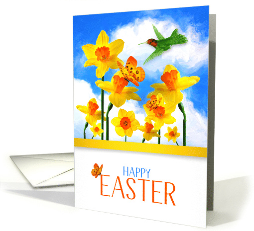 Easter Daffodil Garden with Butterflies card (1482240)