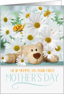 1st Mother’s Day for the New Mommy with Daisies and Bear card