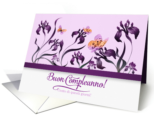Italian Birthday Buon Compleanno! Purple Iris Garden card (1482600)