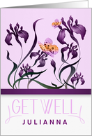 Custom Get Well with a Purple Iris Garden and Butterflies card