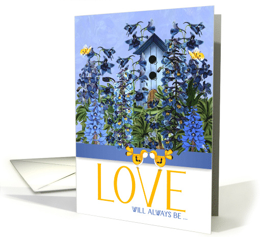 Love Birds in a Larkspur Gaden Says I Love You card (1483128)