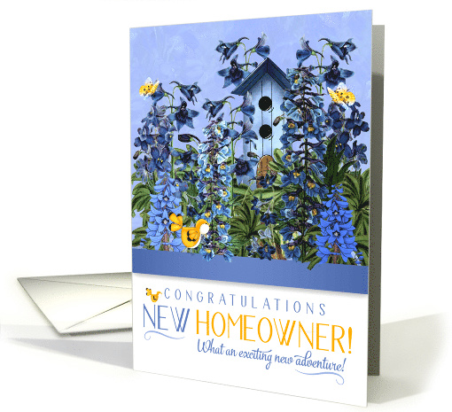 New Home Owner Congratulations with a Birdhouse in Larkspur card