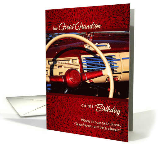 for Great Grandson Classic Car Themed Birthday card (1486642)