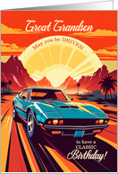 for Great Grandson Classic Car Themed Birthday card
