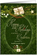 Old Fashioined Christmas Green and Cream Custom Business Holiday card
