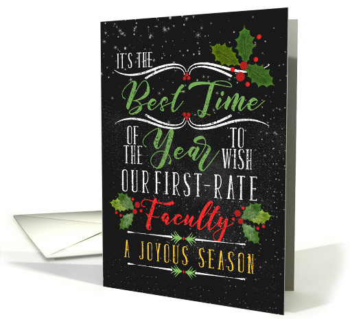 for Faculty Business Holiday Chalkboard and Holly Theme card (1494130)