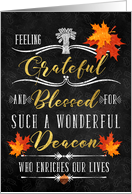 for Deacon Thanksgiving Blessings Chalkboard and Autumn Leaves card