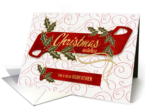 for Godfather Christmas Wishes Holly and Berries card (1499600)