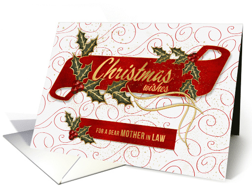 for Mother in Law Christmas Wishes Holly and Berries card (1500342)