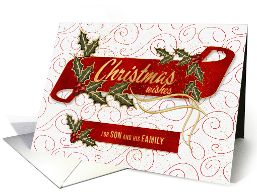 for Son and Family Christmas Wishes Holly and Berries card (1500530)