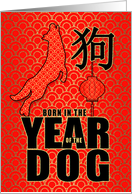 Birthday Born in the Year of the Dog Chinese Gold and Black card