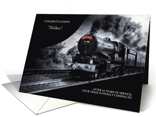 45 Year Railroad Retirement Congratulations Train Custom card