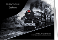 35 Year Railroad Retirement Congratulations Train Custom card