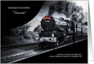 55 Year Railroad Retirement Congratulations Train Custom card