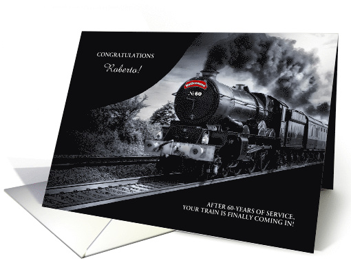60 Year Railroad Retirement Congratulations Train Custom card