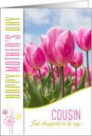 for Cousin on Mother’s Day Pink Tulip Garden card