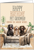 for Groomer Birthday Three Dogs on a Sofa Tali Waggin’ Wishes card