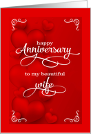 for Wife Romantic Wedding Anniversary Red Hearts card