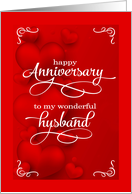 for Husband Romantic Wedding Anniversary Red Hearts card