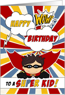 for Boys Birthday Super Kids Red and Blue Comic Book Theme card