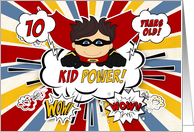 10th Birthday for Boys Super Kid Red and Blue Comic Book Theme card