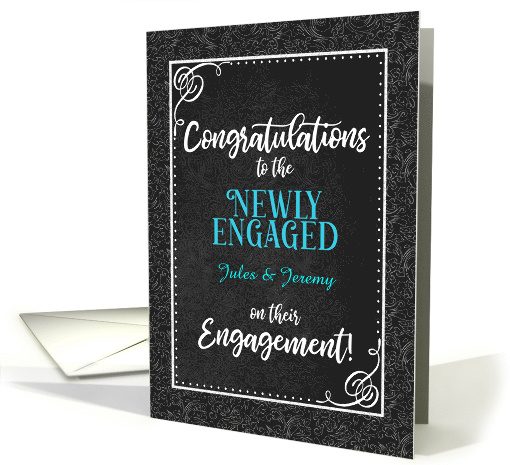 Engagement Congratulations Charcoal Damask Custom card (1515212)