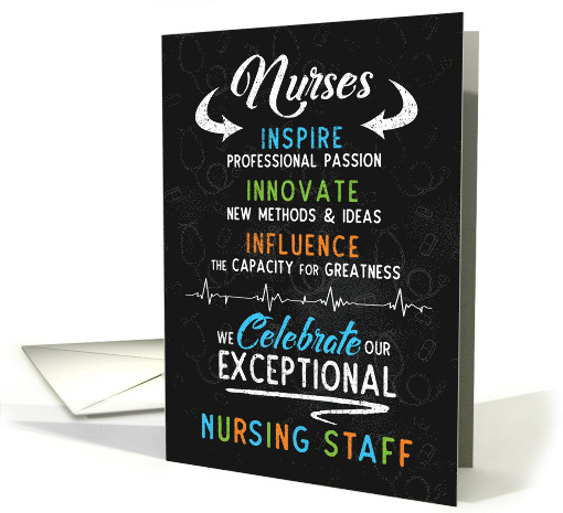 Nurses Day Chalkboard Theme Nursing Staff Blue Orange Green card