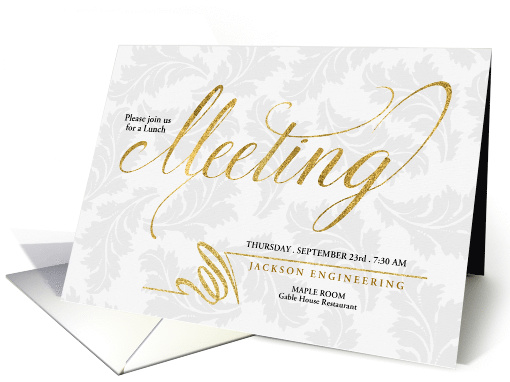 Lunch Meeting Business Invitation Faux Gold Leaf Custom Blank card