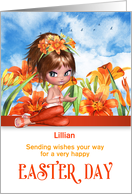 for Girls at Easter Orange and White Lily Garden with Custom Name card