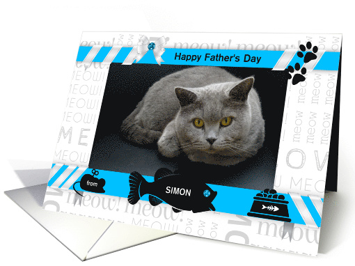 from the Cat Fun Father's Day Blue and Black with Pet's Photo card