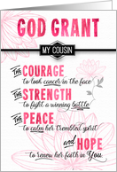 for Female Cousin Fighting Cancer Pink Sending a Prayer Religious card