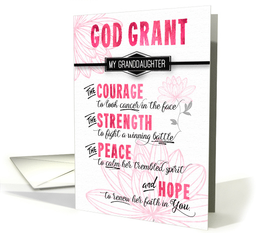 for Granddaughter Fighting Cancer Pink Prayer Get Well card (1525106)