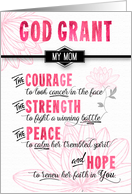 for Mom Fighting Cancer Pink Sending a Prayer Religious card