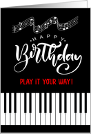 Music Themed Birthday Piano Keys with Musical Notes card