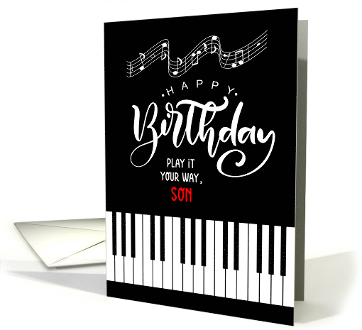 Son's Birthday Music Theme Piano Keys card (1527210)