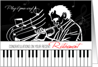 Music Teacher Retirement Piano Keys and Jazz Musician card