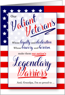 for Grandpa on Veterans Day Stars and Stripes Legendary Warriors card