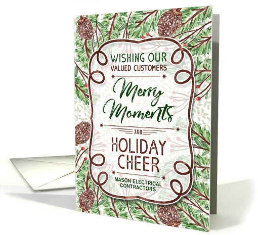 Business Customers Holiday Cheer Watercolor Pines Custom card