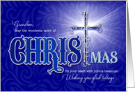 for Grandson Religious Christmas Blessings with Christian Cross card