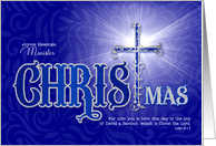 for Minister Religious Christmas Blessings with Christian Cross card