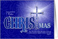 for Pastor Religious Christmas Blessings with Christian Cross card