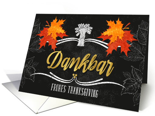 German Thanksgiving Grateful Belssings Chalkboard and Leaves card