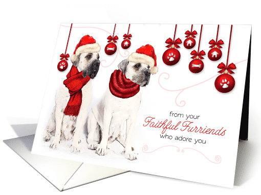 for Pet Sitter Christmas Bordeaux Dogs with Red Hats card (1536930)