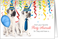 Birthday for Dog Walker Bordeaux Dogs with Party Hats card