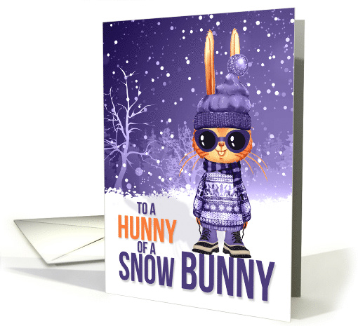 for Girls Cute Purple Christmas Snowbunny card (1540204)